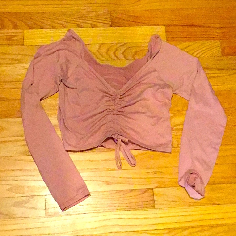 Pink long sleeve crop top